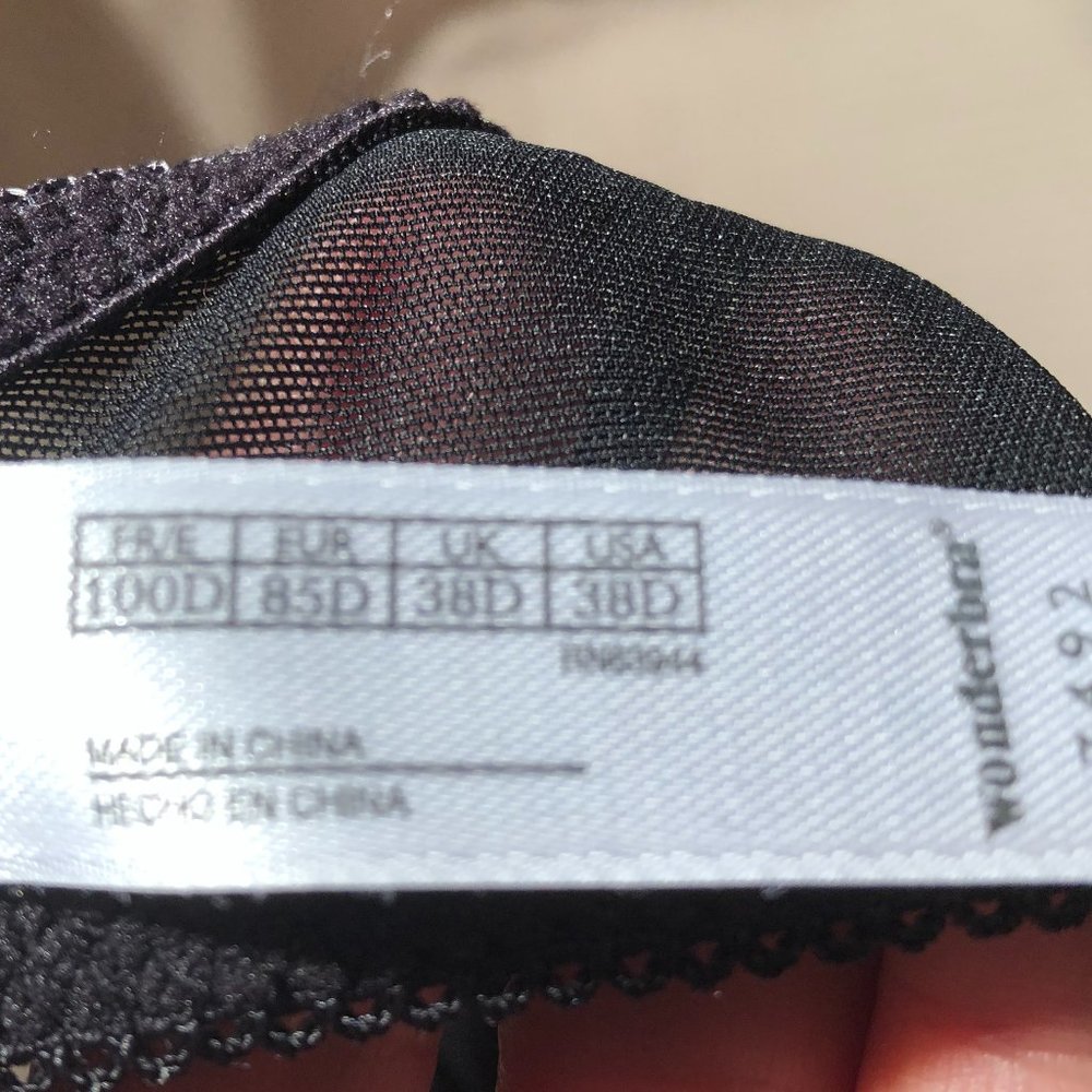 Wonderbra Push Up Black Laced Push Up Bra, 38d - image 4